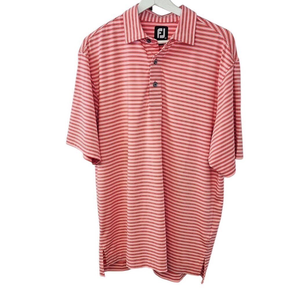 FootJoy Mens Short Sleeve Polo, Henley, Collared, Striped, Golf, Size Medium